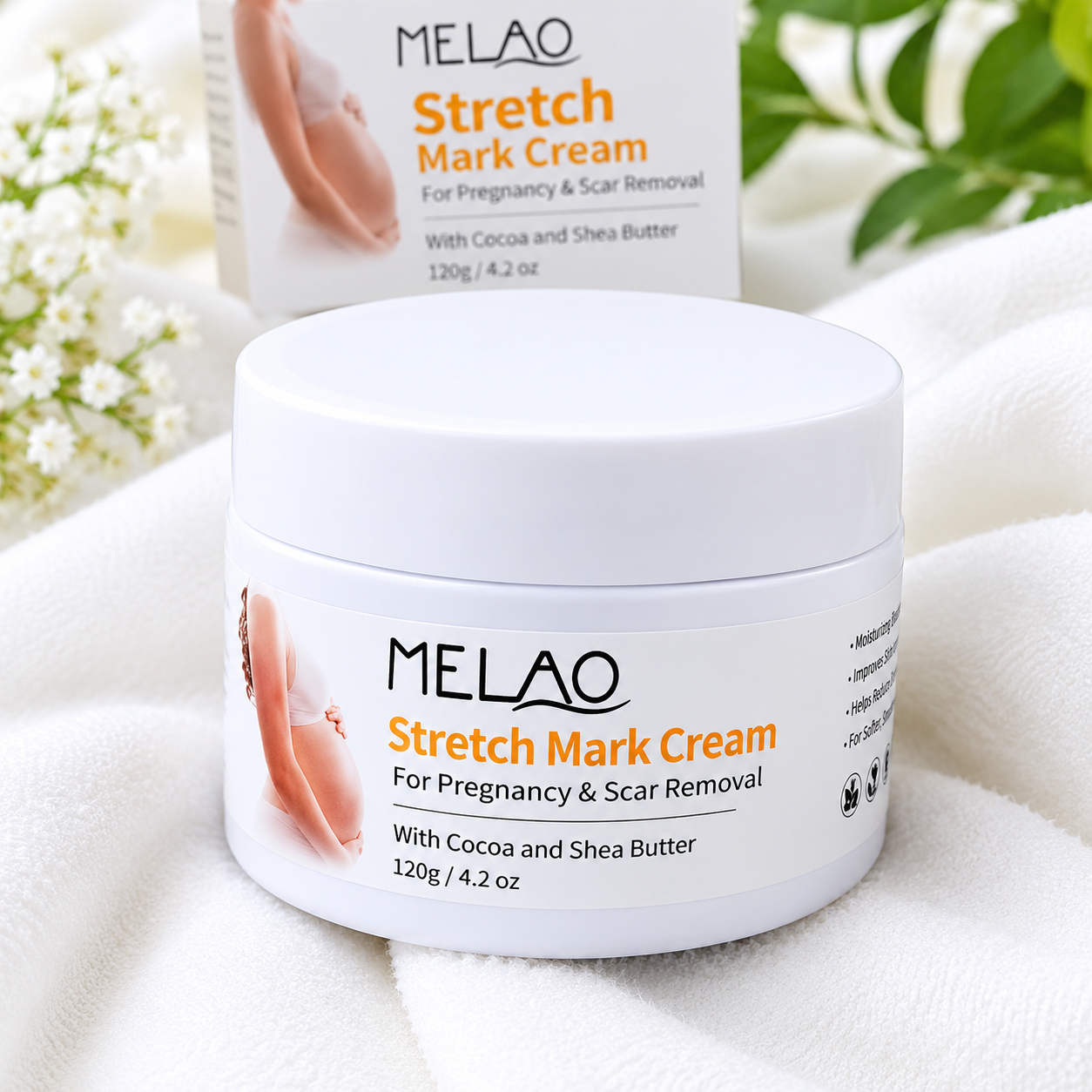 Melao Stretch Mark Cream For Pregnancy & Scar Removal 120g